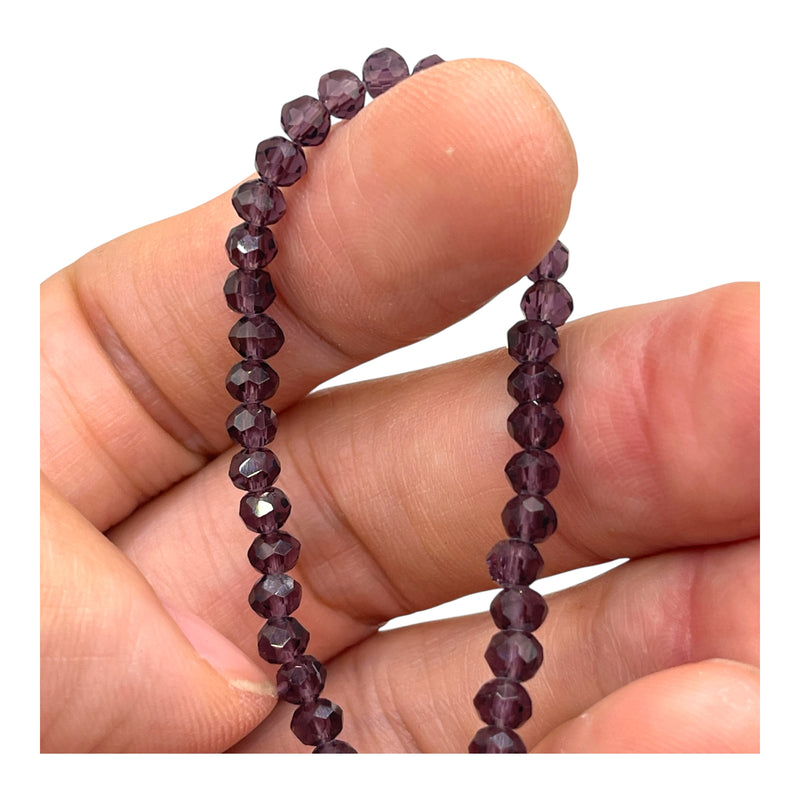 4mm Thunder Polish Glass Crystal Roundel Cut Violet