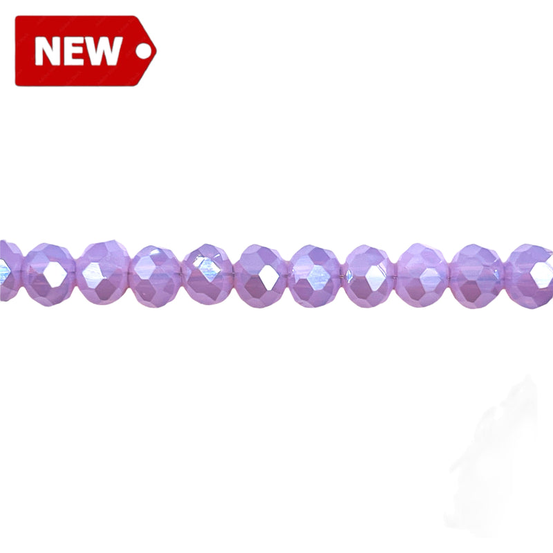 6mm Thunder Polish Glass Crystal Roundel Cut Lt. Lavender