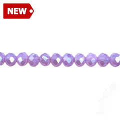 6mm Thunder Polish Glass Crystal Roundel Cut Lt. Lavender
