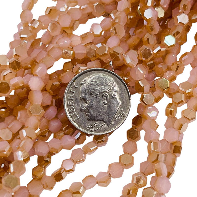 4mm Hexagon Glass Crystal Beige GA