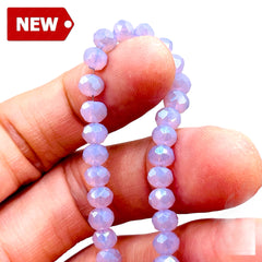 6mm Thunder Polish Glass Crystal Roundel Cut Lt. Lavender