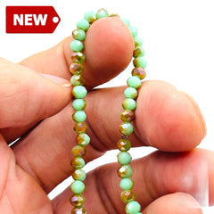 4mm Thunder Polish Glass Crystal Roundel Cut Olive Green Jade MG