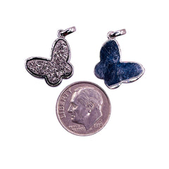 16mm Butterfly Druzy Pendant Silver