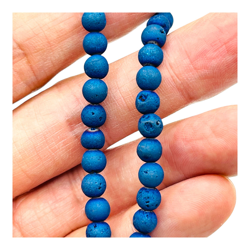 6mm Druzy Round Blue Light