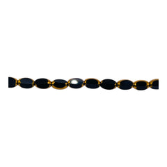 6x3mm Oval Glass Crystal Gold Edge Jet