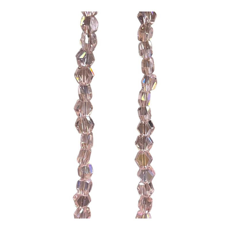 4mm Hexagon Glass Crystal Peach AB