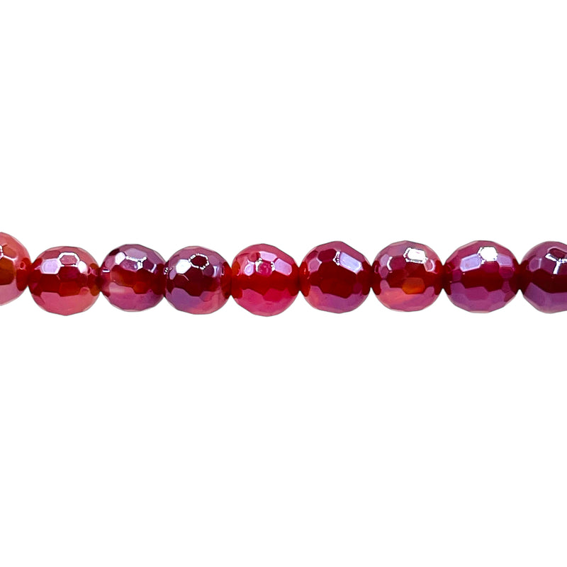 8mm Round Cut Agate Red Shine