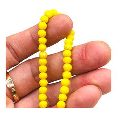 6mm Thunder Polish Glass Crystal Roundel Cut Banana Jade