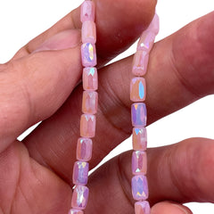 6x4mm Cylinder Glass Crystal Pink Jade Super AB