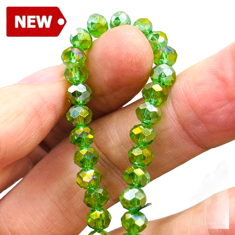 6mm Thunder Polish Glass Crystal Roundel Cut Chrysolite Super AB
