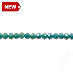4mm Thunder Polish Glass Crystal Roundel Cut Sea Gold