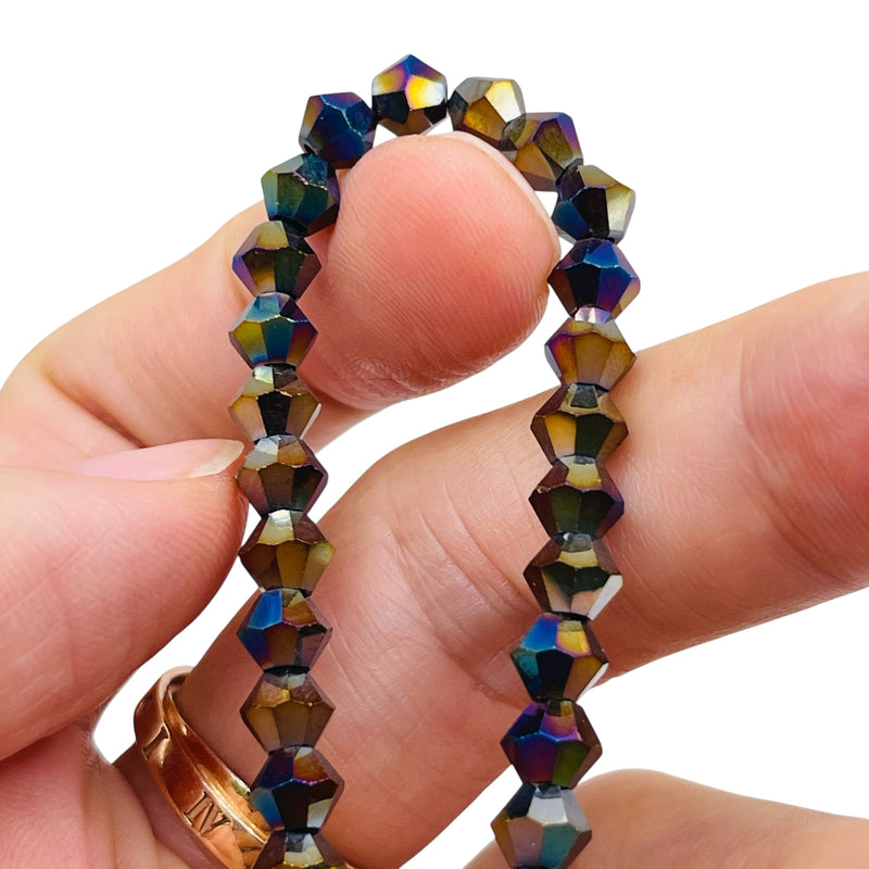 6mm Thunder Polish Glass Crystal Bicone Jet AB