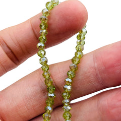 4mm Thunder Polish Glass Crystal Roundel Cut Lt. Olivine GA