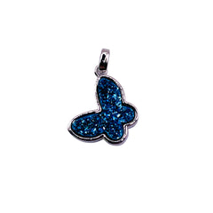 16mm Butterfly Druzy Pendant Blue Light