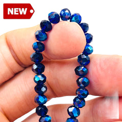 6mm Thunder Polish Glass Crystal Roundel Cut Dk. Sapphire BL