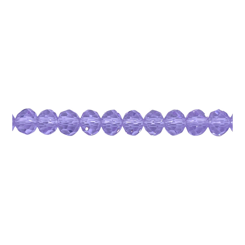 6mm Thunder Polish Glass Crystal Roundel Cut Lt Purple