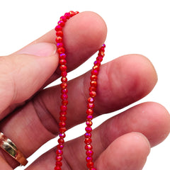 3mm Thunder Polish Glass Crystal Roundel Cut Lt Ruby Jade AB