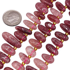 9-13mm Chips Cherry Quartz side drilled