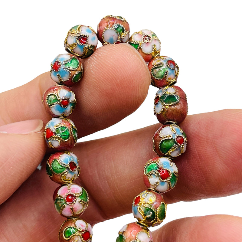 8mm Round Cloisonne Pink