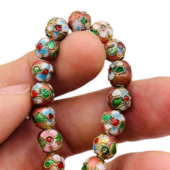 8mm Round Cloisonne Pink