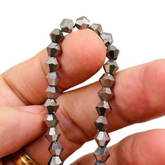 6mm Thunder Polish Glass Crystal Bicone Silver