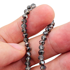4mm Thunder Polish Glass Crystal Roundel Cut Black Half Hematite