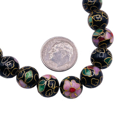 10mm Round Cloisonne Black