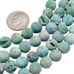 8mm Druzy Round Magic Green