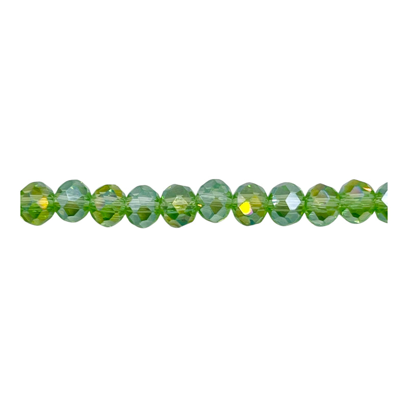 6mm Thunder Polish Glass Crystal Roundel Cut Chrysolite AB