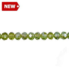 6mm Thunder Polish Glass Crystal Roundel Cut Lt. Olivine GA