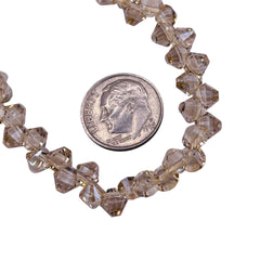 6mm Thunder Polish Glass Crystal Bicone Top Drilled Silver Champagne
