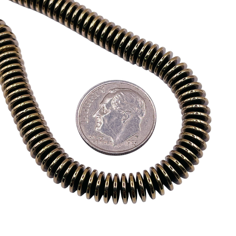 6.5mm Round Disc Hematite Gold