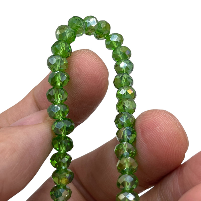 6mm Thunder Polish Glass Crystal Roundel Cut Peridot AB