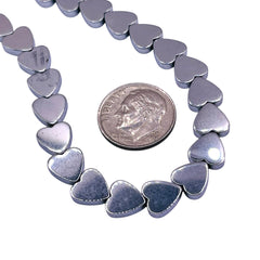 8mm Heart Hematite Rhodium