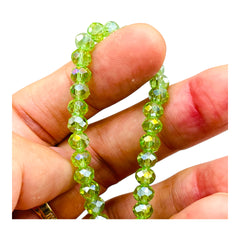 6mm Thunder Polish Glass Crystal Roundel Cut Chrysolite AB