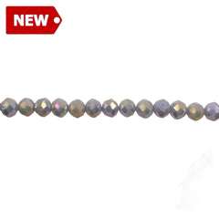 4mm Thunder Polish Glass Crystal Roundel Cut Gray Gold