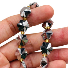 14mm Snowflake Glass Crystal White Gold