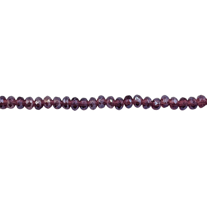 3mm Thunder Polish Glass Crystal Roundel Cut Med. Amethyst AB