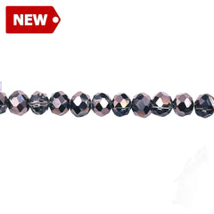 6mm Thunder Polish Glass Crystal Roundel Cut Black Half Hematite