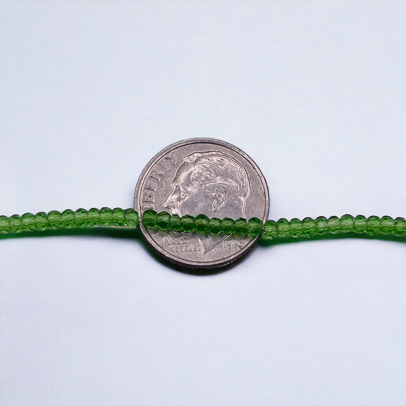 2mm Thunder Polish Glass Crystal Roundel Cut Peridot AB