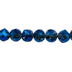 8mm Round Free Cut Glass Crystal Black Magic Blue