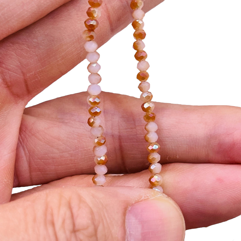 3mm Thunder Polish Glass Crystal Roundel Cut Half Magic Orange Jade