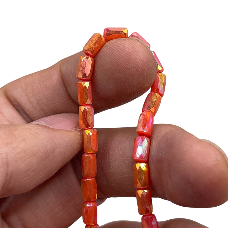 6x4mm Cylinder Glass Crystal Orange Jade Super AB