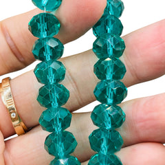 12mm Roundel Cut Glass Crystal Green Zircon