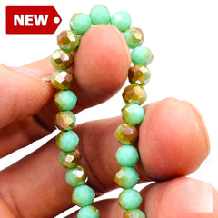 6mm Thunder Polish Glass Crystal Roundel Cut Olive Green Jade MG