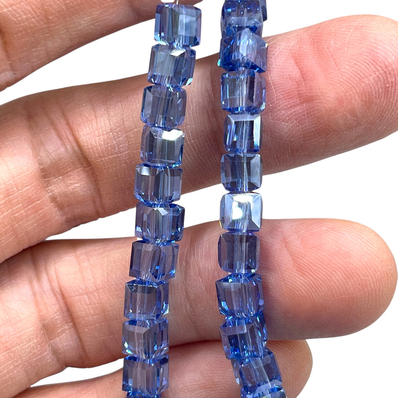 6mm Cube Glass Crystal Lt. Sapphire