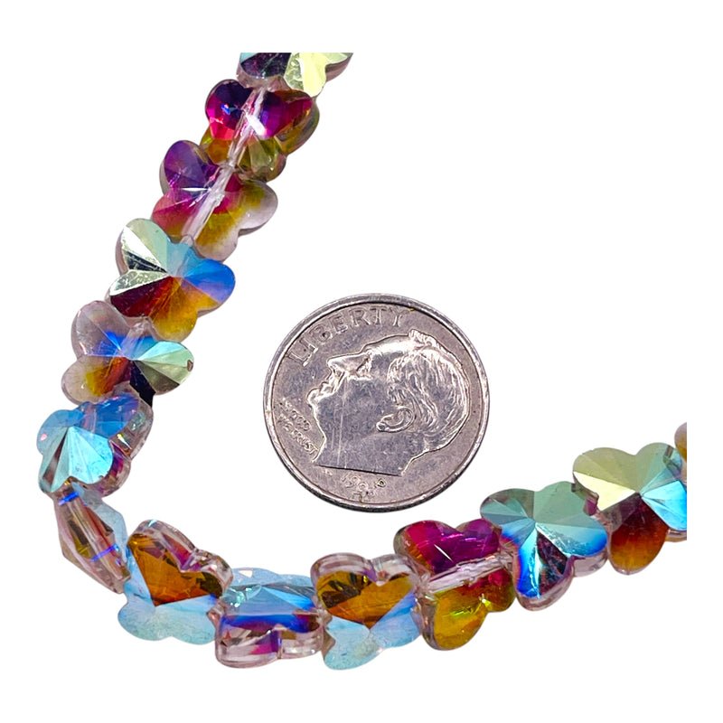 10mm Butterfly Glass Crystal Green Blossom