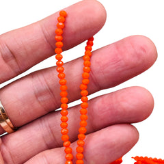 3mm Thunder Polish Glass Crystal Roundel Cut Orange Jade
