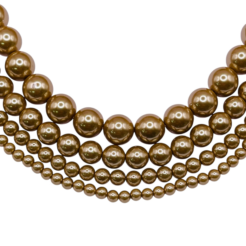 8mm Round Thunder Polish Glass Pearl Dark Gold