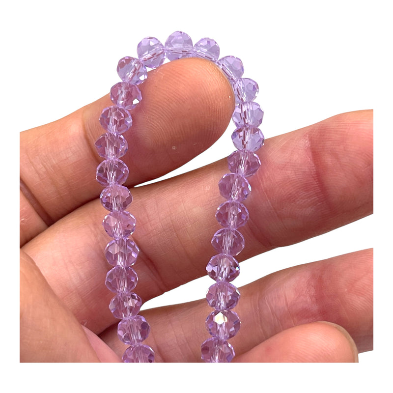 6mm Thunder Polish Glass Crystal Roundel Cut Lt Purple
